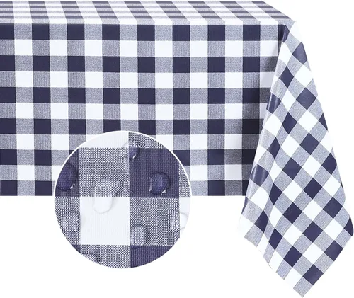 Miniatura 18 de Romanstile Mantel rectangular de vinilo, 100% impermeable, mantel de plástico a cuadros de búfalo, resistente y lavable para exteriores, campamento