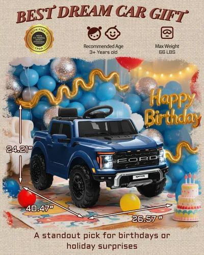 Miniatura 4 de First Ride On Auto Eléctrico de 12V para Niños, Ford F-150 Raptor con Licencia Juguetes de Paseo para Niños Pequeños con Control Remoto, Camión
