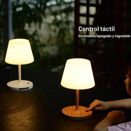 Miniatura 5 de Lámpara de mesa para exteriores, inalámbrica recargable por USB, 4000 mAh, LED de 2700 K, regulable al tacto, portátil, funciona con pilas, IP44