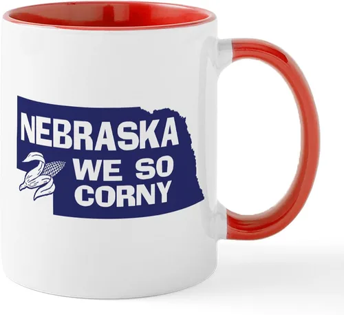 Miniatura 44 de CafePress I Love Nebraska Taza de café de cerámica de 11 oz (11.0 fl oz)