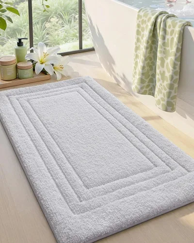 Miniatura 11 de DEXI Alfombra de baño de 24 x 16 pulgadas, ultra suave y absorbente, tapete para baño, tapete de baño antideslizante y lavable para bañera, Gris