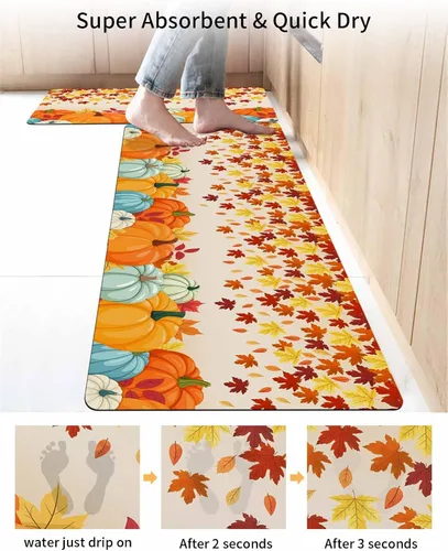 Miniatura 4 de Tapete de baño de otoño de Acción de Gracias para bañera, antideslizante, de secado rápido y absorbente, de tierra de diatomeas, tapete de cocina