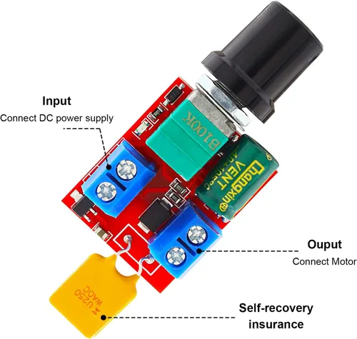 Miniatura 4 de Paquete de 3 mini controlador de velocidad de motor PWM DC, CC 3 V, 6 V, 12 V, 24 V, 35 V, 5 A, interruptor de control de velocidad, pequeño