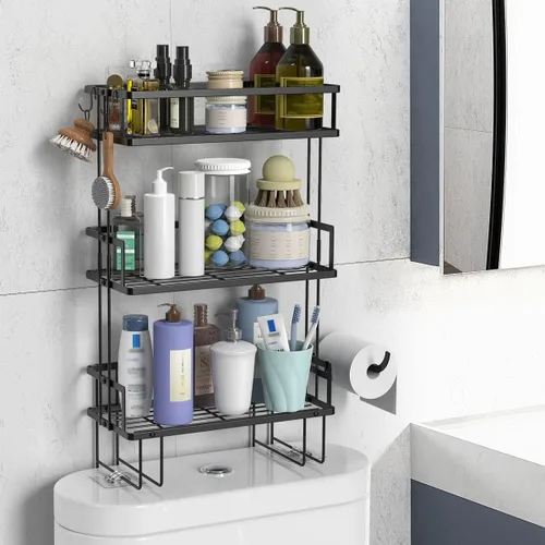 Miniatura 10 de FLOLXNB Estante de Almacenamiento Sobre el Inodoro, Organizador de Almacenamiento de Baño de 2 Niveles Actualizado Sin Perforaciones para Inodoro