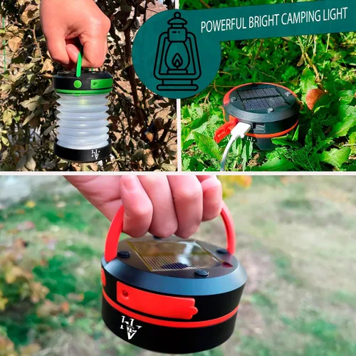 Miniatura 6 de Linterna solar para campamento, linternas LED para cortes de energía, luces de campamento, linterna de emergencia, lámpara plegable, recargable