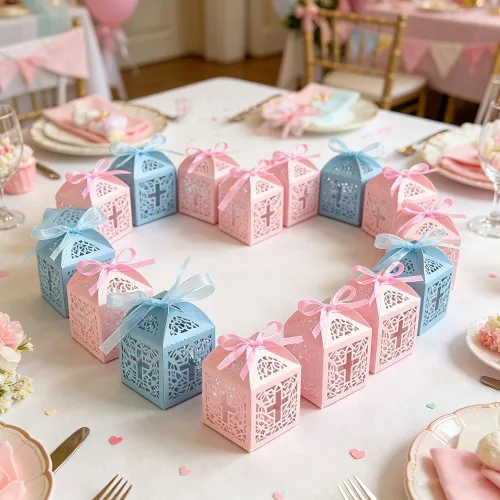 Miniatura 5 de Sohapy 50 cajas de dulces de papel kraft para dulces, caja de regalo, regalo de baby shower, decoración de cumpleaños, suministros de decoración