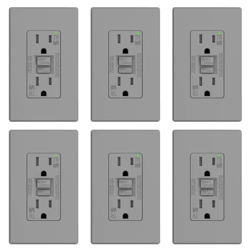 Miniatura 17 de ELEGRP Salida GFCI para Exteriores, Receptáculo GFI Eléctrico de Autoprueba de 15 Amperios con Diseño Más Delgado, Receptáculo GFCI Resistente a
