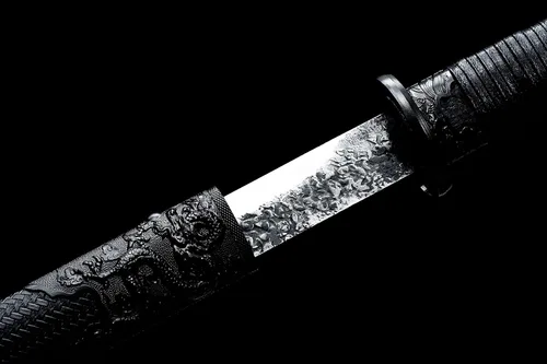 Miniatura 8 de Espada de dragón negro fresco de 40 pulgadas, acero al carbono, hoja recta japonesa Ninjato