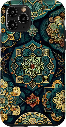 Miniatura 10 de iPhone 11 - Funda bohemia vintage marroquí con patrón retro floral bohemio