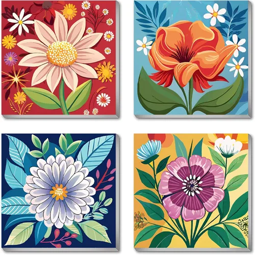 Miniatura 25 de Canrichshop Paquete de 4 Bola de Discoteca DIY Pintar por Números para Principiantes, Pintura al Óleo de Frutas Kits de Pintar por Números