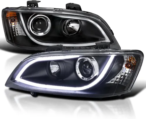 SPEC-D TUNING Barra de luz LED negra para proyector compatible con Pontiac G8 2008-2009, conjunto de faros delanteros izquierdo + derecho