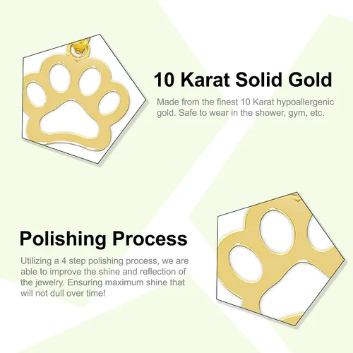 Miniatura 2 de CA CHARMAMERICA Colgante de pata de perro de oro Oro amarillo macizo de 10 quilates Joyas de pata de perro