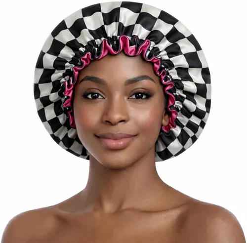 Miniatura 7 de Gorro de pelo para dormir, gorro de noche con clip ajustable, gorro reversible para el cabello para mujer, gorro de satén de seda