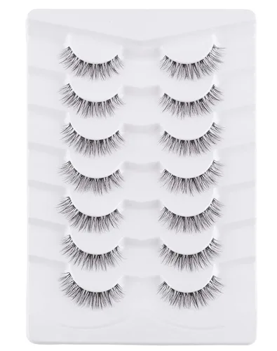 Miniatura 7 de Jiocolor Pestañas naturales pestañas postizas finas pestañas postizas cortas aspecto natural banda transparente pestañas postizas tira pestañas