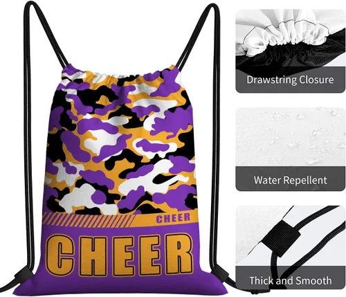 Miniatura 34 de Mochila con cordón impermeable para gimnasio, bolsas con cordón, bolsa de cuerda deportiva, mochila de camuflaje, Bolsas con cordón Cheer - Bolsas