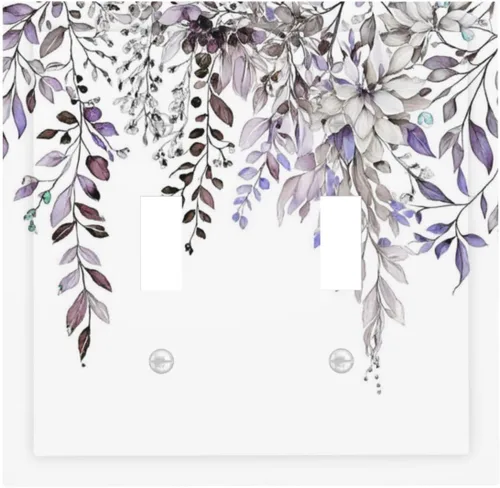 Miniatura 64 de Cubierta decorativa para interruptor de luz, diseño de pájaros y flores florales en blanco y negro, 2 bandas, cubierta decorativa para pared, placa