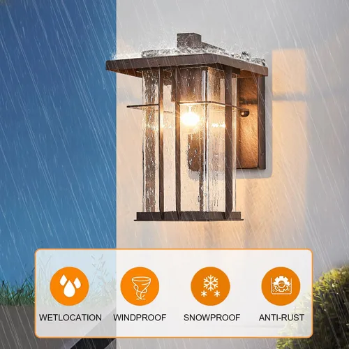 Miniatura 7 de Paquete de 2 lámparas de pared para exteriores del anochecer al amanecer, lámpara de pared exterior de bronce aceitado, montaje en pared, luz