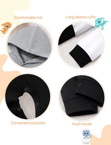 Miniatura 6 de Ropa de bebé niño, ropa de bebé con estampado de letras de manga larga con capucha para bebé niño