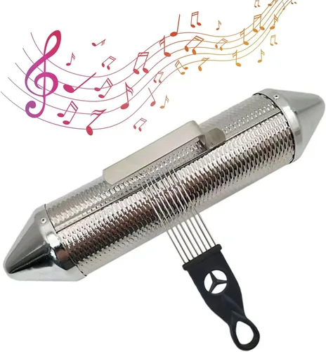 Miniatura 2 de Metal Guiro Instrumento Shaker Guiro Shaker con Raspador Instrumento Musical Cilindro Redondo Latino Percusiones Instrumentos