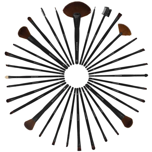 Miniatura 4 de Shany Juego de brochas con estuche de cuero, 24 unidades, Negro