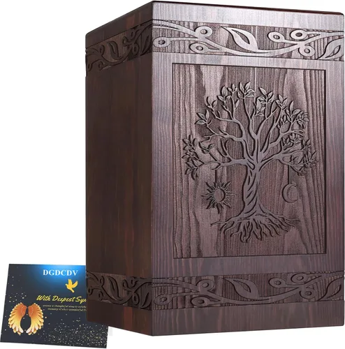 Miniatura 22 de Urnas de cremación para cenizas humanas adultas, masculinas y femeninas, cajas y ataúdes de madera tallada con mariposas para cenizas de hombres