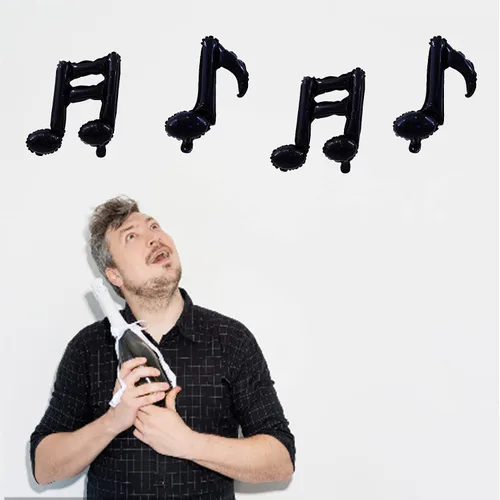 Miniatura 4 de 10 piezas de globos de nota musical negros de Mylar de 17 pulgadas, globos de feliz cumpleaños, globos de música para usar en cumpleaños, fiesta