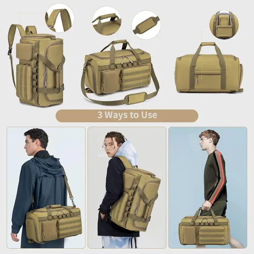 Miniatura 3 de Bolsas de gimnasio para hombres, 35L55L, bolsa de lona táctica, bolsa de viaje deportiva, bolsa de gimnasio, fin de semana, mochila nocturna