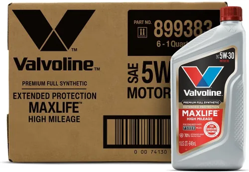 Valvoline - Aceite de motor sintético completo 5W-30 de alta kilometraje con tecnología Ultra MaxLife, de protección extendida, 1 cuarto de galón,