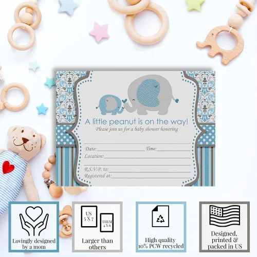 Miniatura 3 de AmandaCreation - Invitaciones para baby shower de Woodland Mom & Baby Bear para niños o niñas, 20 invitaciones de doble cara de 5 x 7 pulgadas