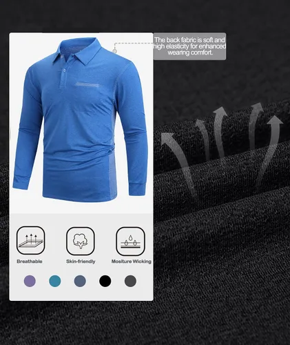 Miniatura 2 de V VALANCH Polo de golf de manga corta para hombre, estilo casual, con cuello que absorbe la humedad