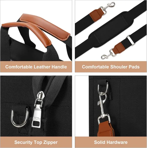 Miniatura 6 de Bolso grande de lona con compartimentos y cremallera para mujer de KKXIU, bolso cruzado, de trabajo, bíblico, de mensajero con bolsillos