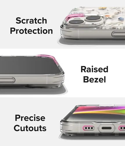 Miniatura 8 de Ringke Fusion Design - Funda compatible con iPhone 14 de 6.1 pulgadas, parte trasera dura transparente con diseño de flores, a prueba de golpes
