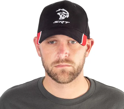 Miniatura 7 de Dodge SRT Hellcat Cap - Personalizada - Estructurado 6 Paneles - NegroRojoBlanco, Negro