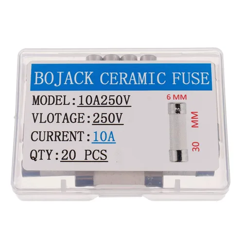 Miniatura 2 de BOJACK T10A250V Fusibles de cerámica de soplado lento de 0.236x1.181 in, 10 A, 250 V, 10 A, 250 V, fusibles de retardo de tiempo de tubo de cerámica