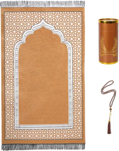 Miniatura 9 de Alfombra islámica de oración musulmana con cuentas de oración, tapete de felpilla suave Janamaz Sajada para hombres y mujeres, regalo de viaje