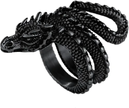 U7 - Anillo para hombre, estilo vintage, de acero inoxidable, color plateado y negro, cabeza de tigrecalaveraojo del mallobo, tamaño 7 a 14