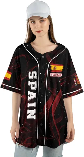Miniatura 5 de Podagree - Camiseta de béisbol personalizada de España, bandera española, escudo de armas de España, regalo peruano para hombres y mujeres