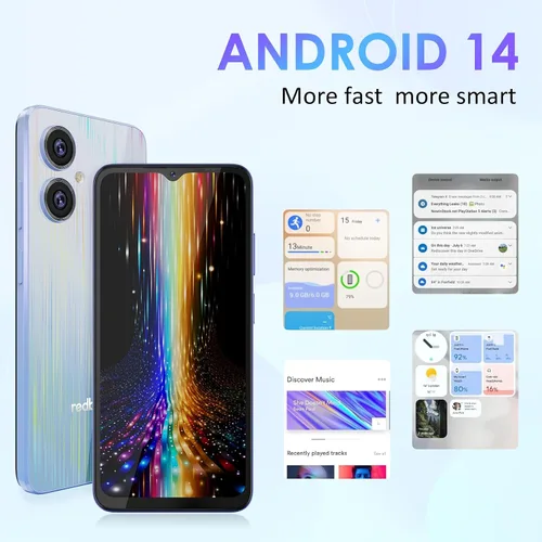 Miniatura 6 de Redbeat Teléfonos celulares Android 14 desbloqueados D5 8 núcleos 1.6GHz procesador 6.52 pulgadas IPS, 5000mAh, 6GB RAM 64GB ROM expandible 1TB