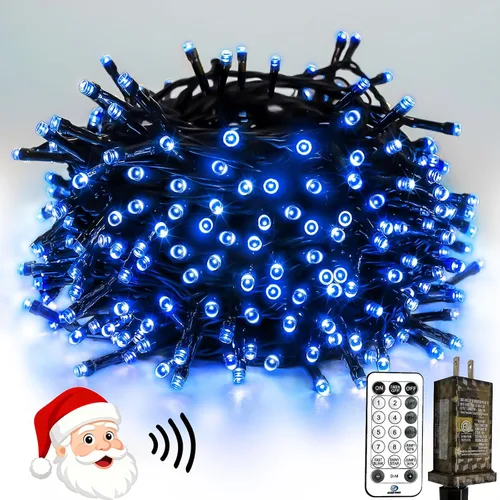 Miniatura 23 de Luces de Navidad controladas por voz con control remoto, cadena de 300 luces LED de 99 pies para interiores y exteriores con 12 modos, 3