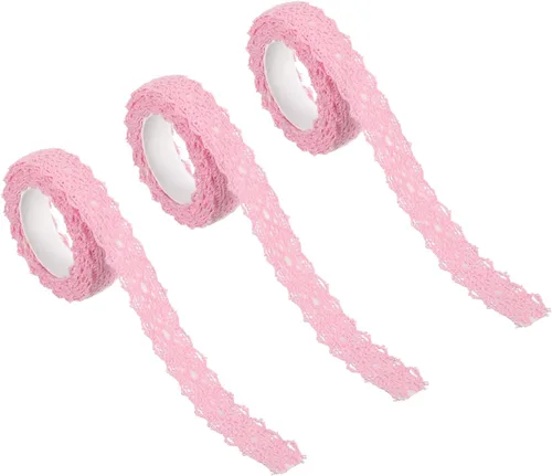 Miniatura 12 de PATIKIL Cinta de encaje autoadhesiva de 0.7 pulgadas de ancho, 2 yardas de ancho, paquete de 3 calcomanías de algodón con ribete washi para Naranja