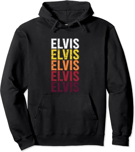 Elvis - Sudadera con capucha estilo vintage con diseño de logotipo retro, Negro -