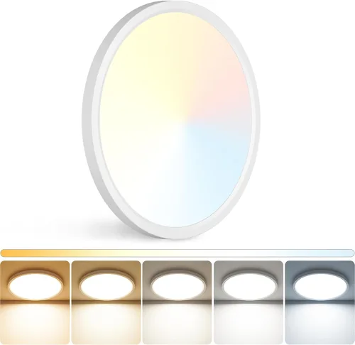 Miniatura 11 de Peasur - Lámpara de techo led de 18 cm, montaje empotrado ajustable, 3000 K/3500 K/4000 K/5000 K/6500 K, 1500 LM, 15 W, lámpara redonda blanca Blanco