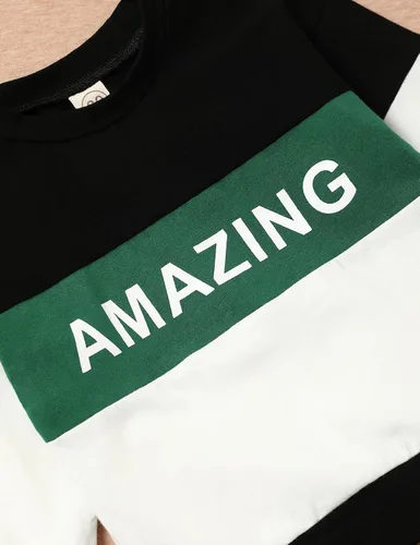 Miniatura 5 de Menglang Conjunto de sudadera y pantalones de manga larga con letras, ropa para bebé niño para otoño e invierno