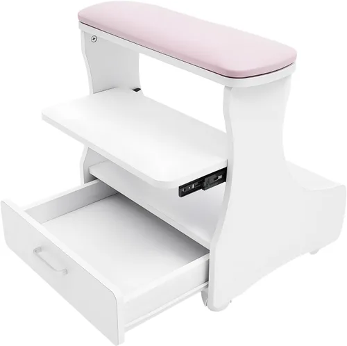 Reposapiés de pedicura, manicura con ruedas, reposapiés de belleza para el hogar, reposapiés, pedicura, taburete para uso en el hogar y salón (rosa,