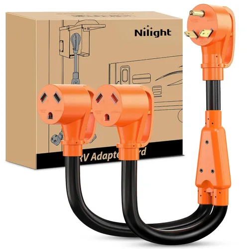 Miniatura 42 de Nilight - 50033R Adaptador de enchufe RV de 18 pulgadas, 50 amperios a 30 amperios, adaptador eléctrico de Dogbone de alta resistencia con mango 115G