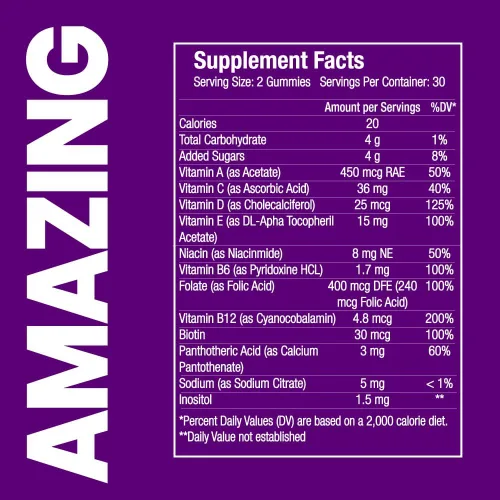 Miniatura 7 de Paquete de 6 multivitamínicos para mujer - Gomitas de vinagre de sidra de manzana - 360 gomitas multivitamínicas - Vitaminas para mujeres - Sabor a