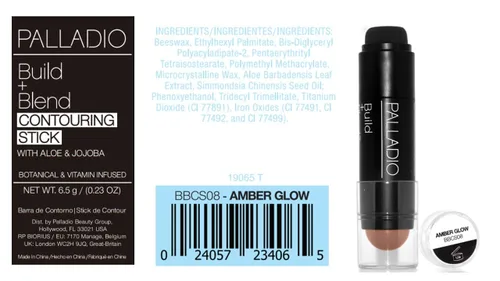 Miniatura 9 de Palladio Barra de maquillaje para contornear BUILD + BLEND, maquillaje facial para un aspecto perfecto de escultura, 0.23 onzas (brillo ámbar)