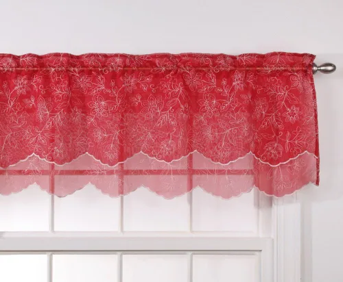 Miniatura 11 de Renaissance Home Fashion Stylemaster Reese - Cenefa festoneada transparente bordada en capas, 55 x 17 pulgadas, color moca