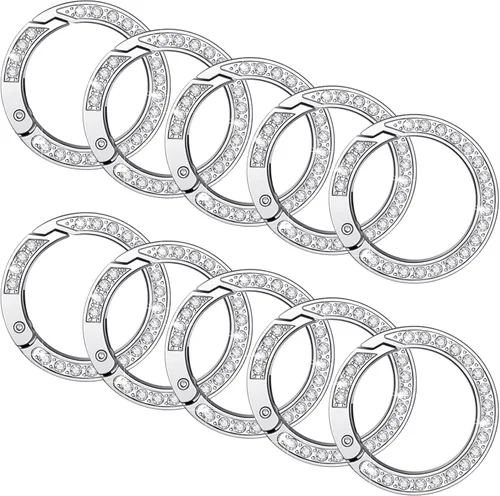 Miniatura 8 de 10 anillos de resorte de diamantes de imitación de 1 pulgada y 0.984 in, hebilla de clip de metal simple, clip de gancho para llaveros de bricolaje