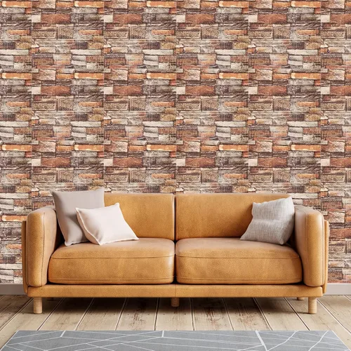 Miniatura 5 de uxcell Paneles de pared 3D para despegar y pegar, 30 piezas de papel tapiz de ladrillo de espuma para dormitorio, panel de pared de piedra